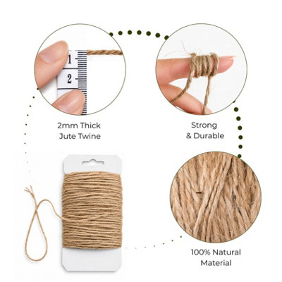 Natural Jute Twine 120m x 2mm Strong Brown Garden String for Plant Ties ...
