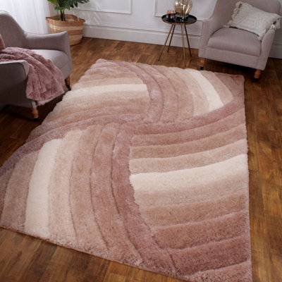 Natural Modern Shaggy Sparkle Easy to Clean Abstract Optical/ (3D) Rug For Dining Room Bedroom And Living Room-80cm X 150cm