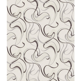 Natural, non-woven wallpaper with creative silk effect swirls