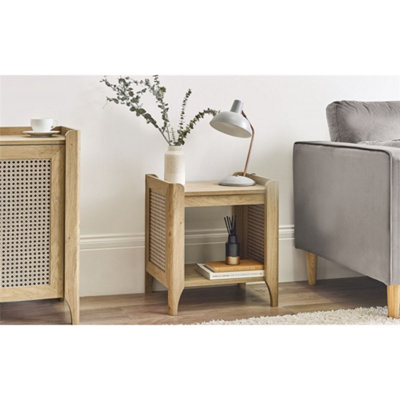 Margo Lamp Table - Natural Ash Veneer Frame with Black Shelves main image 1
