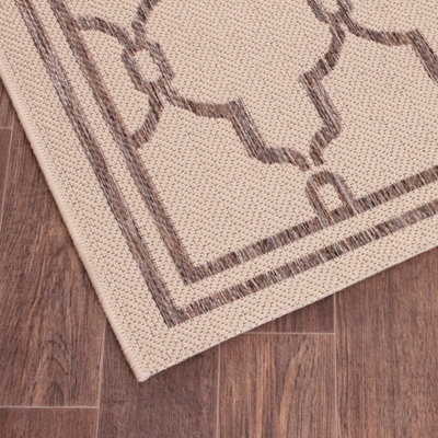 Natural Outdoor Rug, Geometric Stain-Resistant Rug For Patio Decks Garden Balcony, Modern Outdoor Area Rug-80cm X 150cm