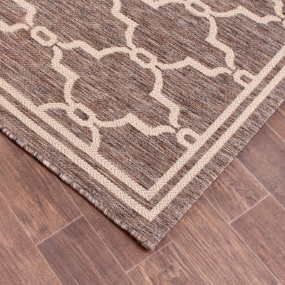 Natural Outdoor Rug, Geometric Stain-Resistant Rug For Patio Garden Balcony, Modern Outdoor Area Rug-60cm X 120cm