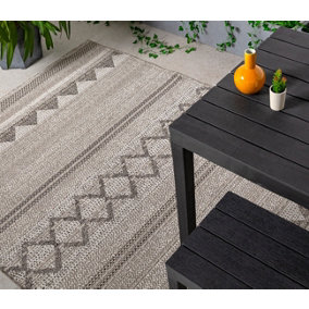 Natural Outdoor Rug, Geometric Striped Stain-Resistant Rug For Patio Deck, 2mm Modern Outdoor Area Rug-160cm X 230cm