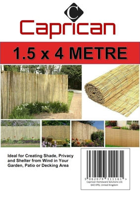 Natural Peeled Reed Screening Roll Garden Screen Fence Fencing Panel H 1.5m x W 4m - 4