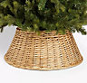 Natural Pine Effect Wicker Christmas Tree Skirt Woven Wicker Ring Cover 53cm