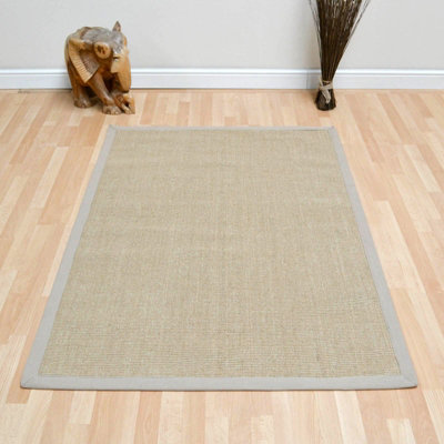 Natural Plain Easy To Clean Bordered Rug For Dining Room Bedroom And Living Room-120cm X 180cm