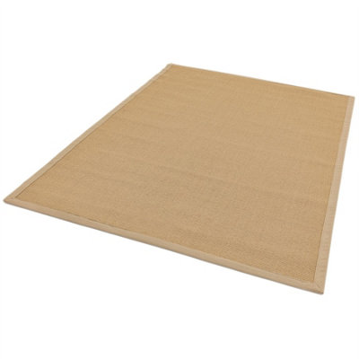 Natural Plain Easy To Clean Bordered Rug For Dining Room Bedroom And Living Room-120cm X 180cm