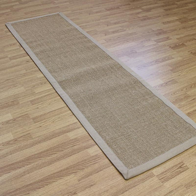 Natural Plain Easy To Clean Bordered Rug For Dining Room Bedroom And Living Room-68 X 240cm (Runner)