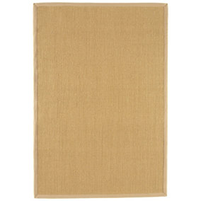 Natural Plain Easy To Clean Bordered Rug For Dining Room Bedroom And Living Room-68 X 300cm (Runner)