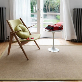 Natural Plain Easy To Clean Bordered Rug For Dining Room Bedroom And Living Room-68 X 300cm (Runner)