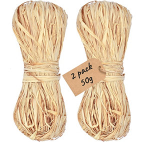 Natural Raffia Ribbon Bundles Perfect for Gift Wrapping Craft Weaving and Home DIY Decorations (2 Pack 50g)