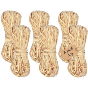 Natural Raffia Ribbon Bundles Perfect for Gift Wrapping Craft Weaving and Home DIY Decorations (6 Pack 50g)