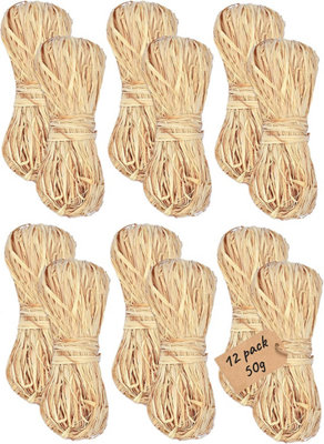 Natural Raffia Ribbon Bundles, Raffia Ribbons for Gift Wrapping (12 Pack 50g) DIY at B&Q