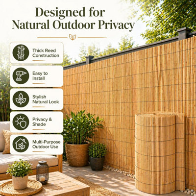 Natural Reed Fence Screening Roll 1.8m x 3m Garden Privacy Fencing ...