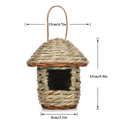 Natural Reed Grass Weaving Pet Birdhouse Gardening Decorative Birdhouse