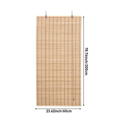 Natural Roll-Up Bamboo Blinds for Windows 60cm W x 200cm H