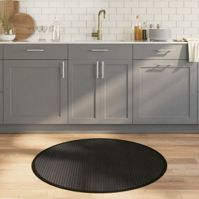 Natural Rug Round Black 100 cm Bamboo Durable