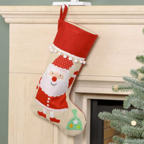 Natural Santa Claus Pom Pom Tree Decoration Christmas Gift Bag Christmas Stocking