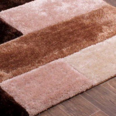 Natural Shaggy Modern Shaggy Sparkle Easy to clean Rug for Dining Room Bed Room and Living Room-80cm X 150cm
