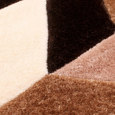 Natural Shaggy Modern Sparkle Geometric Optical/ (3D) Rug Easy to clean Living Room and Bedroom-120cm X 170cm