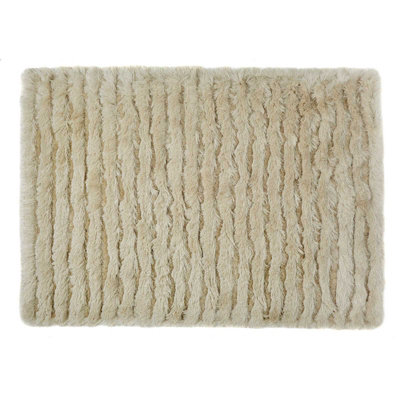 Natural Shaggy Rug, Easy to Clean Rug with 30mm Thickness, Plain Striped Rug for Bedroom, & Dining Room-120cm X 170cm