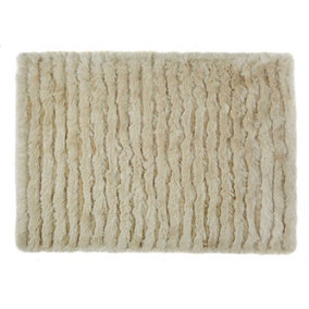 Natural Shaggy Rug, Easy to Clean Rug with 30mm Thickness, Plain Striped Rug for Bedroom, & Dining Room-120cm X 170cm