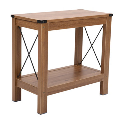 Natural Side Table with Lower Shelf