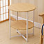Natural Small Round Bedside Table Coffee Table with 2 Tier