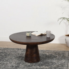 Natural Solid Dark Mango Wood Round Coffee Table
