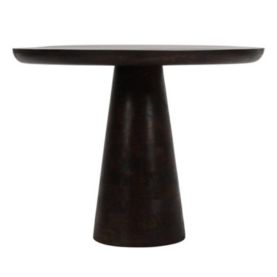 Natural Solid Dark Mango Wood Round Dining Table