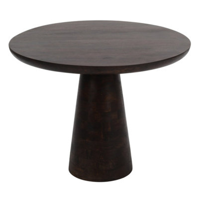 Natural Solid Dark Mango Wood Round Dining Table