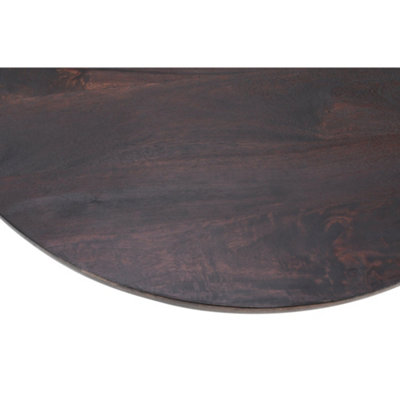 Natural Solid Dark Mango Wood Round Dining Table