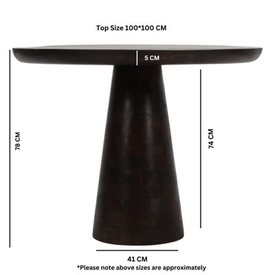 Natural Solid Dark Mango Wood Round Dining Table