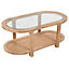 Natural Solid Mango Wood Coffee Table With Glass Top