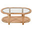 Natural Solid Mango Wood Coffee Table With Glass Top