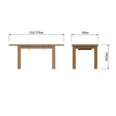 Natural Solid Oak 1.25m Extending Dining Table