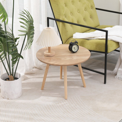 Natural Solid Wood Side Table Modern Design Style Living Room
