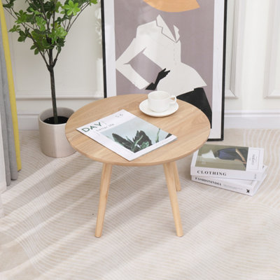 Natural Solid Wood Side Table Modern Design Style Living Room