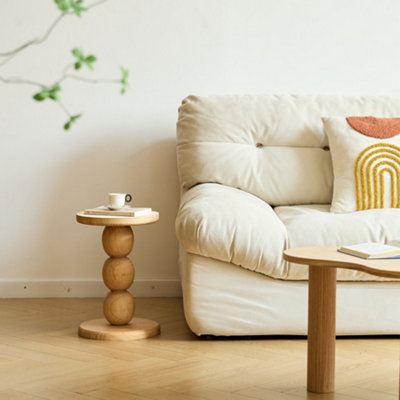 Natural Solid Wood Side Table Modern Design Style Living Room