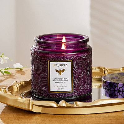 Natural Soy Wax Lavender Scented Candle Jar Candle for Indoor Space
