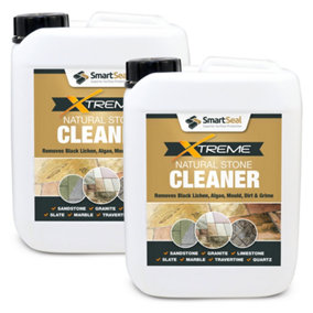Natural Stone Cleaner Xtreme, Black Spot Remover and Powerful Cleaner, Dirt Remover, Stains, Grime and Algae Killer, 2 x 5L