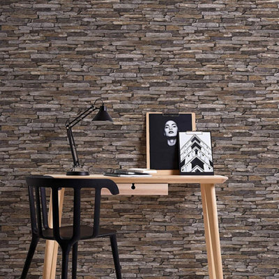 Natural Stone Slate Effect Wallpaper AS Creation 9142-17