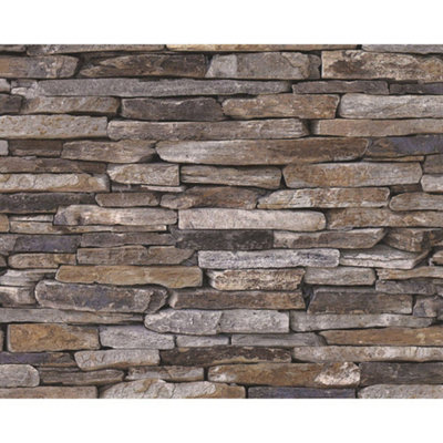 Papel Pintado Pizarra Piedra Natural 10m – AS Creation (9142-17) Decoración Rústica