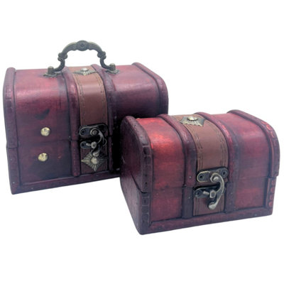 Natural Treasure Chest Set Of 2 - Rustic Storage & Decor