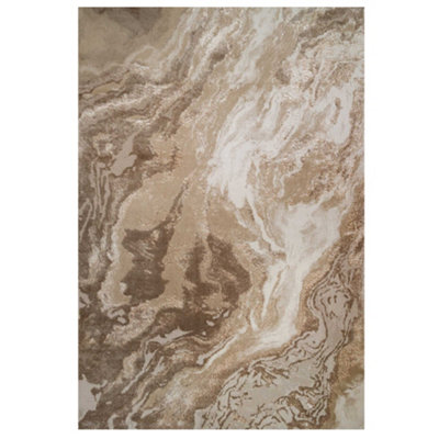 Natural Warm Beige Modern Textured Marble Area Rug 190x280cm
