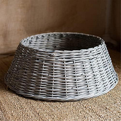Natural Wicker Christmas Tree Skirt Grey Small 40x58x26cm Decorative ...