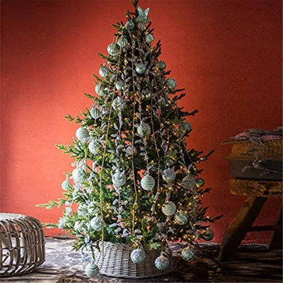 Natural Wicker Christmas Tree Skirt Grey Small 40x58x26cm Decorative ...