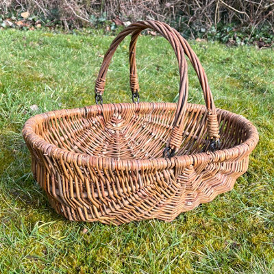 Natural Willow Wicker Garden Trug Basket (Set of 2) - 5