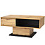 Natural Wood Coffee Table Living Room Side Table with Double Side Storage and Drawers