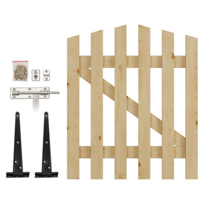Natural Wood Color Arched Top Outdoor Wooden Garden Gate, Spruce Wood ...